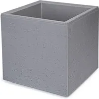 KONZEPT Pflanzkübel Großer auf Rollen - 30x30x30cm, für außen, quadratisch, in Beton-Optik, mobil – ideal für Garten, Terrasse und Balkon, recyceltem Material