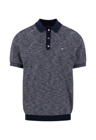 FYNCH-HATTON - Polo, striped, Cotton Linen navy - Gr. - L