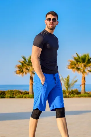 Marina Sax Blue Modest Herren-Badeshorts