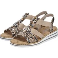 Rieker Riemchensandale Sommerschuh, Sandalette, Keilabsatz, mit sommerlicher Verzierung