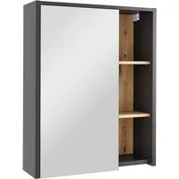 Vicco Badezimmerspiegelschrank Viola, Grau/Artisan, 60 x 75 cm mit offenen Regalen (1-St)