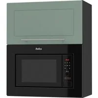 Feldmann-Wohnen Mikrowellenumbauschrank Kvantum (mit Klappe und Gasdruckdämpfer, 1-St., Fronten mit dekorativen Fräsungen und leicht abgerundeten Ecken) 60x32,5x72cm schwarz - mint matt (Q-W2MK/60)