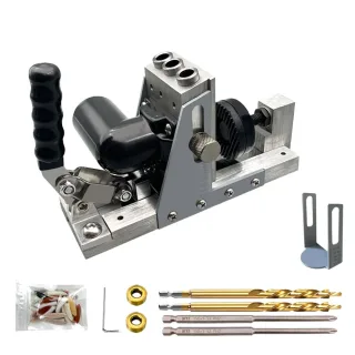 9.5mm 3/8 Inch Oblique Hole Locator With Dust Hose Drill Bits Pocket Hole Jig Kit Woodworking Drill Guide Set Hole Punch