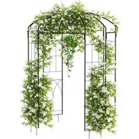 GarveeMore Rosenbogen mit Tür,Schweres Drahtgeflecht für Kletterer,Rosen und Weinreben, dekorativer Bogen für Hochzeit, Hof, Terrasse und Außenbereich