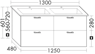 Burgbad WTU zu Ker. WT Sys30 PG1 Aqua 601x1250x480 Eiche Dekor Flanelle, WYFI125F6311 WYFI125F6311
