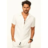 CARISMA Kurzarmhemd in Leinen-Optik als lässiges Sommerhemd - Poloshirt für Herren Herren Polohemd T-Shirt im Regular-Fit - Strandhemd