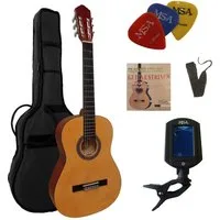 MSA Konzertgitarre C, 4/4 Konzertgitarre im Set, Classic, Nylonsaiten, Tasche, Band, Saiten, 3xPik, Stimmgerät, Lindenholz