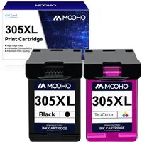 MOOHO Kompatibel mit HP 305 XL Tintenpatrone (2er-pack 1 Schwarz & 1 Tri-Farbe DeskJet 2710 2720e 2724, 999-tlg., für Plus 4110 4120e Envy 6010 6020 6032 Pro 6400 6420)