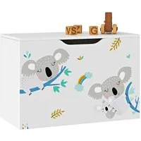 en.casa Spielzeugtruhe, »Oleiros« Koala-Motiv 40 x 60 x 30 cm Weiß/Blau/Grau