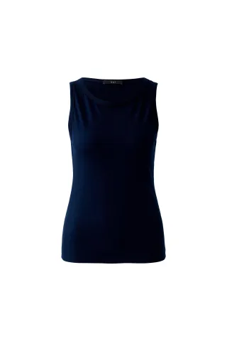 Oui - FILIZ Top elastische Viskoserippe darkblue - Gr. - 38