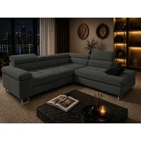 Goldstoff Ecksofa mit Schlaffunktion, Cord Couch für Wohnzimmer - Cord Ecksofa, Cord Sofa VOYAGE 2 Teile, Großer Bettkasten