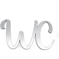 Dekolando Hinweisschild WC Schriftzug silbergrau Türschild, (16 x 9 cm), selbstklebend