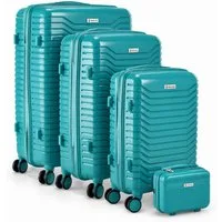 Berwin Trolleyset mit Beautycase Modell Calma Aqua Breeze, 4 Rollen, (Set, 4 tlg., MS-19786)