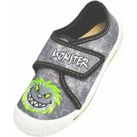 Beck Hausschuh Monster Hausschuh (atmungsaktive Materialien, für Kindergarten, Schule, Zuhause) mittlere Weite, im Sneaker-Style, herausnehmbare Innensohle aus Leder