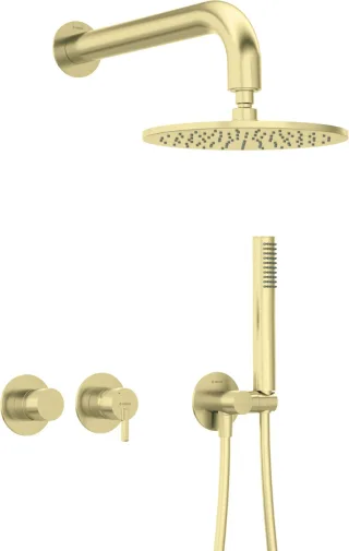 Neuesbad Serie 600 Unterputz Dusch-Set mit verstellbarer Kopfbrause Oberfläche: gold gebürstet NB1NQS_R0YK1