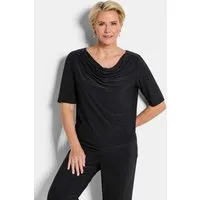 GOLDNER Print-Shirt Jerseyshirt mit Glitzersteinen Blusenshirt mit Wasserfallausschnitt und Halbarm