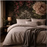 ZIRVEHOME Bettwäsche Beige Bettbezug Natur Blätter Design in Creme und Beige, Renforce, 3 teilig, 200x200 Bettbezug Baumwolle Beige Blätter modern elegant Natur Design