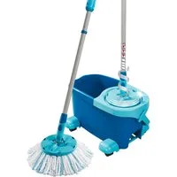 Leifheit Wischmopp Set CLEAN TWIST Disc Mop Ergo Mobile, (5-St), Drill-Stiel-Mechanik, 360° Kardan-Gelenk