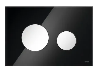 Tece loop WC-Betätigungsplatte Zweimengen Glas schwarz glzd. Tasten weiß glzd., 9240654 9240654