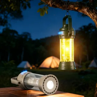IPRee Portable Camping Lamp LED Handheld Light USB Rechargeable Mini Floodlight with 6 Light Modes Hiking Hook Design Te