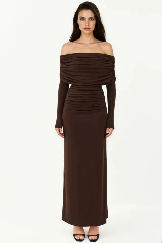 Schulterfreies Bodycon-Maxikleid