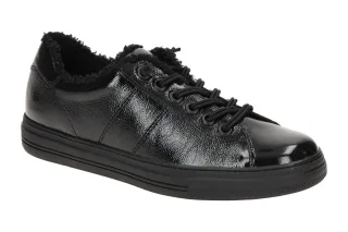 Paul Green Damen Slipper 5445-00 schwarz gl?nzend Winter Warmfutter Gummisohle