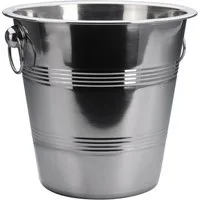 HAC24 Wein- und Sektkühler Edelstahl Eiseimer mit Griffen Eiskübel Sektkühler Weinkühler, Ø 22 cm, Fassungsvermögen 4 L