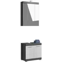 welltime Badmöbel-Set SIENA, 2 teilig, inklusive LED Beleuchtung, bestehend aus:, (Set, 2-St., TOPSELLER), Waschbeckenunterschrank, Spiegelschrank, LED Badaufsatzleuchte