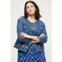 Studio Untold Sommerjacke Jeansjacke Regular Fit Destroy-Effekte Patches