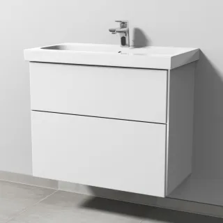 Sanipa 3way Waschtischunterbau zu Geberit iCon Light Waschtisch mit 2 Auszügen, Weiß-Soft BR57243