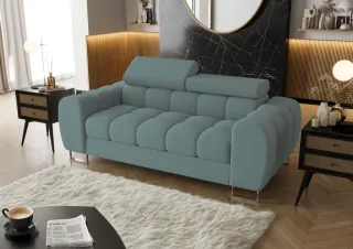 Sofa Designersofa BASTIEN 2-Sitzer in Stoff Gemma Türkis