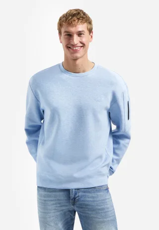 No Excess - Sweater Crewneck Bonded Melange blue - Gr. - XL