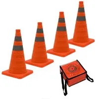 TRUTZHOLM Pylone faltbar 45 cm Leitkegel Warnkegel Verkehrskegel Sicherheitskegel (4 St), reflektierend