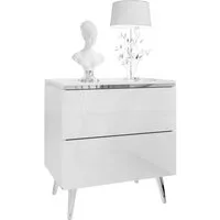 Lookway Nachttisch AURORA II SILVER mit LED‑Beleuchtung (1x Nachttisch), Breite: 50 cm
