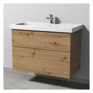 Sanipa 3way Waschtischunterbau zu Geberit iCon Light Waschtisch mit 2 Auszügen, Eiche Natural-Touch SM57585