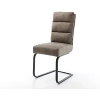 DELIFE Polsterstuhl Pela-Flex, Freischwinger flach Schwarz Mikrofaser Taupe Vintage Taschenfederkern