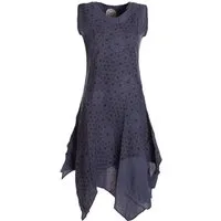 Vishes Midikleid Damen knielanges Kleid Baumwolle Geometrisch Lagenlook Armlos Alternative Bekleidung, Ethno, Hippie, Retro Style