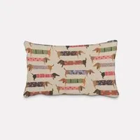 SCHÖNER LEBEN. Dekokissen SCHÖNER LEBEN. Kissenhülle Baumwollstoff Dachshund Dackel beige bunt