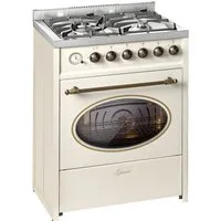 GURARI Gas-Standherd Retro Gas Elektro Standherd 60 cm Erdgas Fl.Gas 4 Kw WOK, 8 Funktionen E 614 Cr r, mit 1-fach-Teleskopauszug