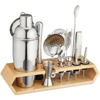 relaxdays Cocktail-Set 16-tlg. Cocktail Set mit Ständer, (16-tlg)