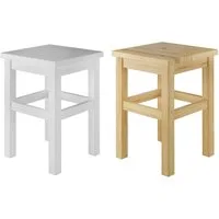 ERST-HOLZ Arbeitshocker Holzhocker Sitzhocker ohne Lehne in Kiefer Natur oder Weiß