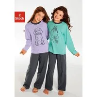 Vivance by Lascana Pyjama (4 tlg., 2 Stück) Oberteile in schönen Farben mit Tierdruck