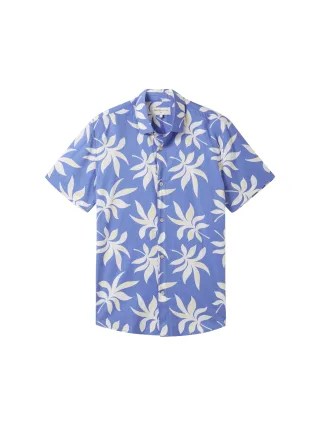 Denim Tom Tailor - Kurzarmhemd mit Allover Print blue summer leaf print - Gr. - M