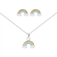 ALEXANDER YORK Schmuckset Regenbogen, 4-tlg. (Kette mit Anhänger, Ohrstecker), 925 Sterling Silber