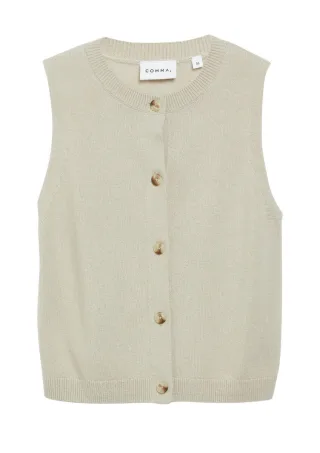 comma - Ärmellose Strickweste beige - Gr. - 44