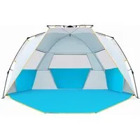 Wolfwise Strandmuschel Strandpavillon UV50+ leicht aufbau wasserfest Mesh-Fenster Strand., Personen: 7 (Set, 1 Strandmuschel, 4 Abspannleinen, 10 Heringe), UPF 50+, Wasserabweisend, Kordelzug