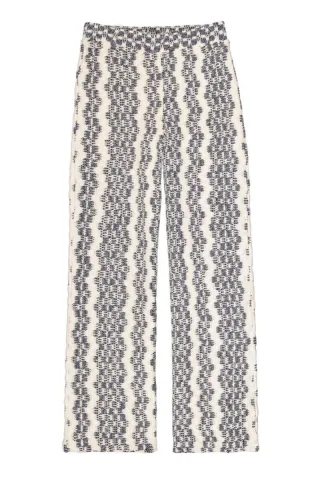 Garcia - Marlenehose mit Jacquard-Muster und weitem Bein weiß - Gr. - L