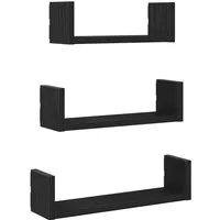 vidaXL Regal Wandregale 3 Stk. Schwarz Eichen-Optik Holzwerkstoff, 3-tlg.