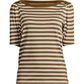 Supima-Shirt mit U-Boot-Ausschnitt für Damen in Plus-Größe, Damen, size: plus, Braun, Baumwolle, by Lands' End