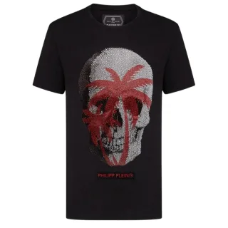 Philipp Plein - Schwarzes T-Shirt mit großem Totenkopfmotiv
